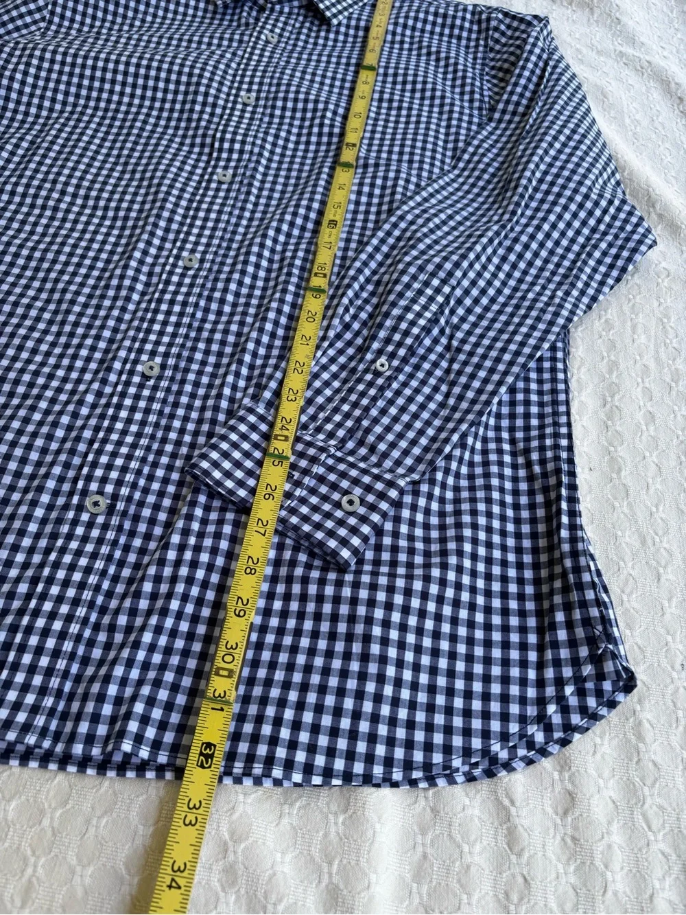 Banana Republic Slim Fit Men's Navy & White Gingham Dress Shirt